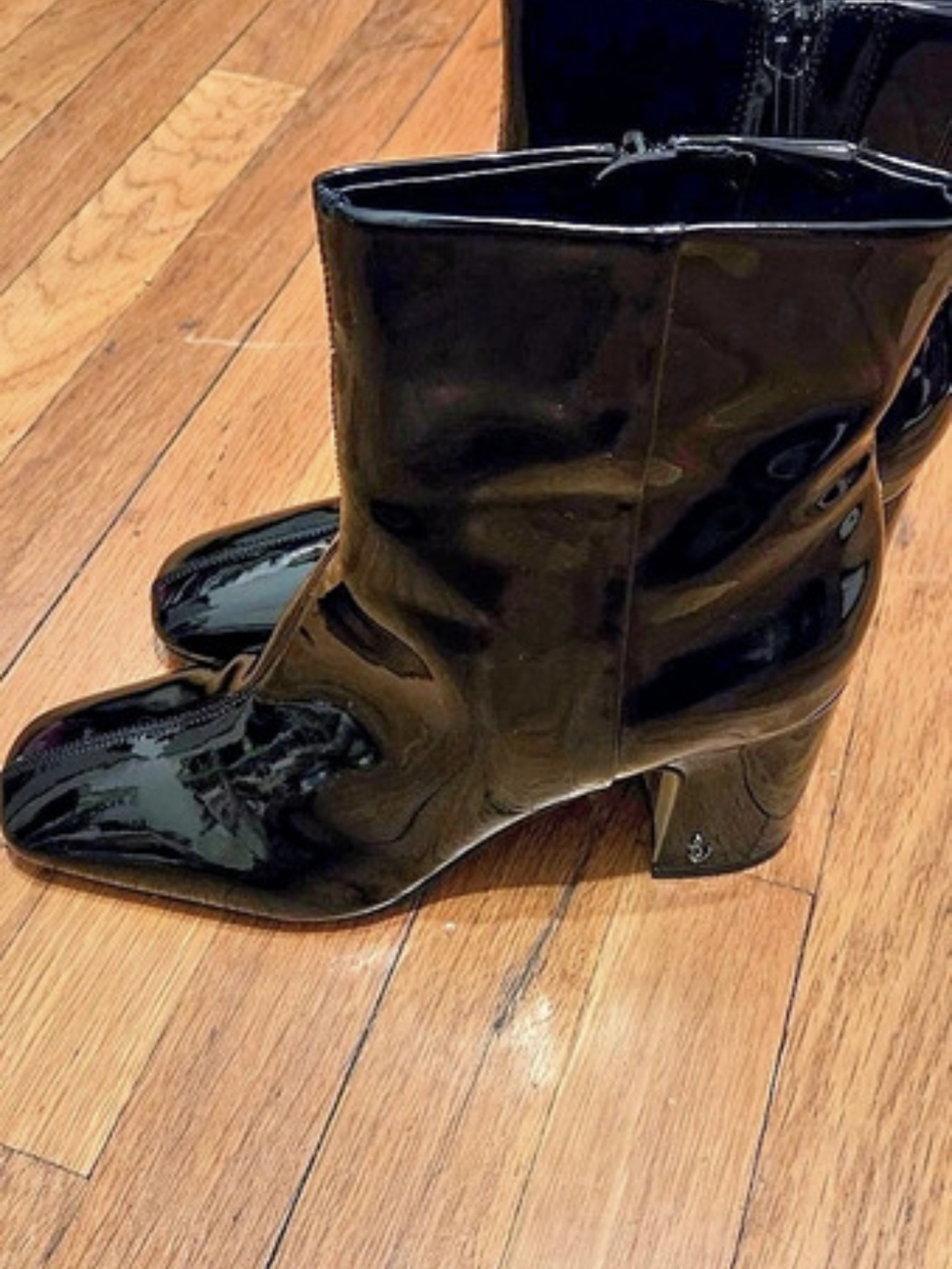Sam Edelman Fawn Patent Heeled Boots Black US 9.5 M